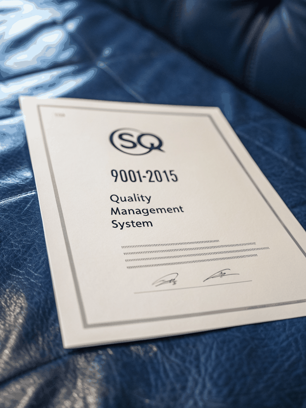 ISO 9001 quality management system certification certificate plaque