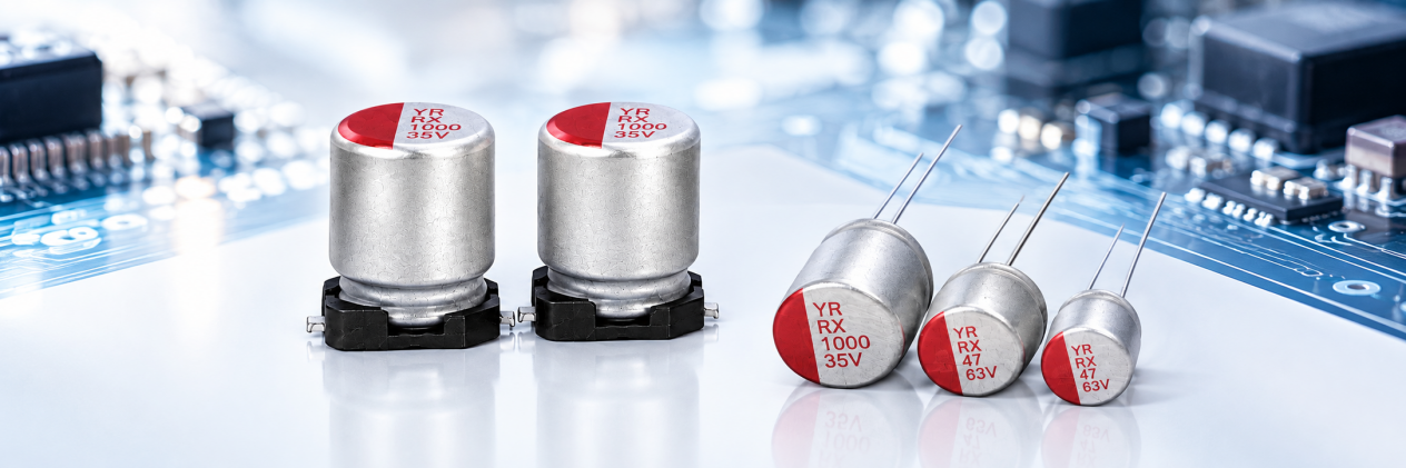 Yunrui RL series radial leaded capacitors in a range of capacitance and voltage ratings